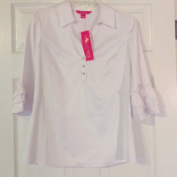 NWT Lilly Pulitzer XS ruffle sleeve shirt - Picture 1 of 1